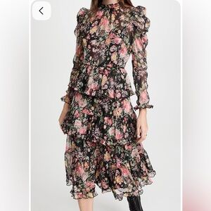 Zimmermann Floral Sheer Puff Sleeve Dress